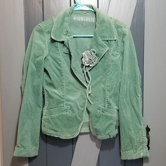 Hydraulic Jackets & Blazers - NEW Green Cotton Soft Short Waist Jacket MED
